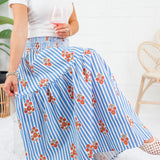 Sammy Floral Stripe Smocked Tier Maxi Skirt Karlie