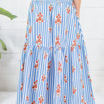Sammy Floral Stripe Smocked Tier Maxi Skirt Karlie