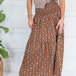 Sammy Cocoa Floral Smocked Tier Maxi Skirt Karlie