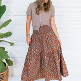 Sammy Cocoa Floral Smocked Tier Maxi Skirt Karlie