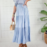 Sanders Ice Blue Pleated Maxi Skirt Current Air