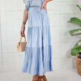 Sanders Ice Blue Pleated Maxi Skirt Current Air