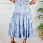 Sanders Ice Blue Pleated Maxi Skirt Current Air