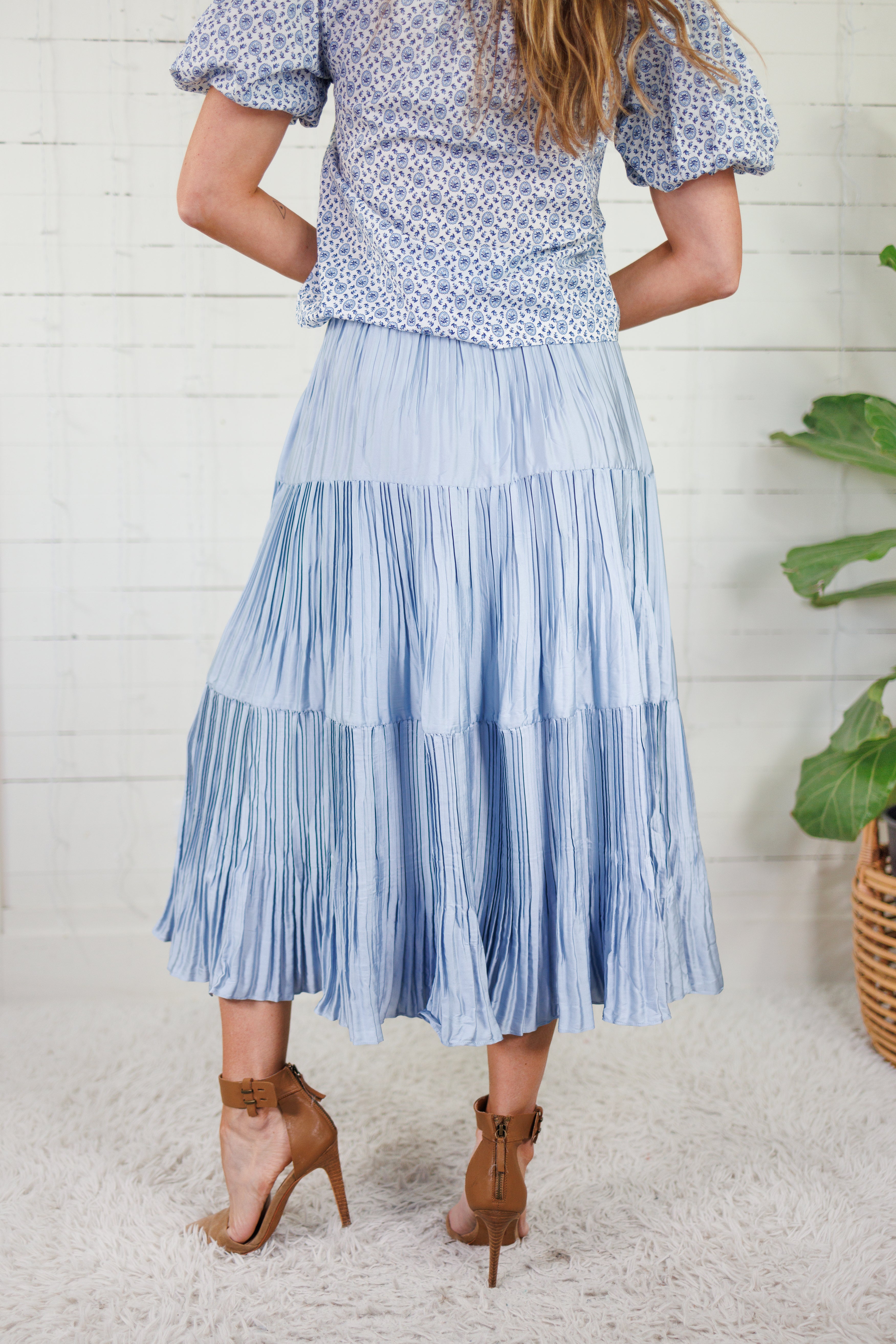 Sanders Ice Blue Pleated Maxi Skirt Current Air