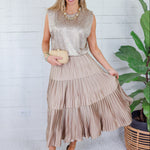 Sanders Iced Mocha Pleated Maxi Skirt Current Air