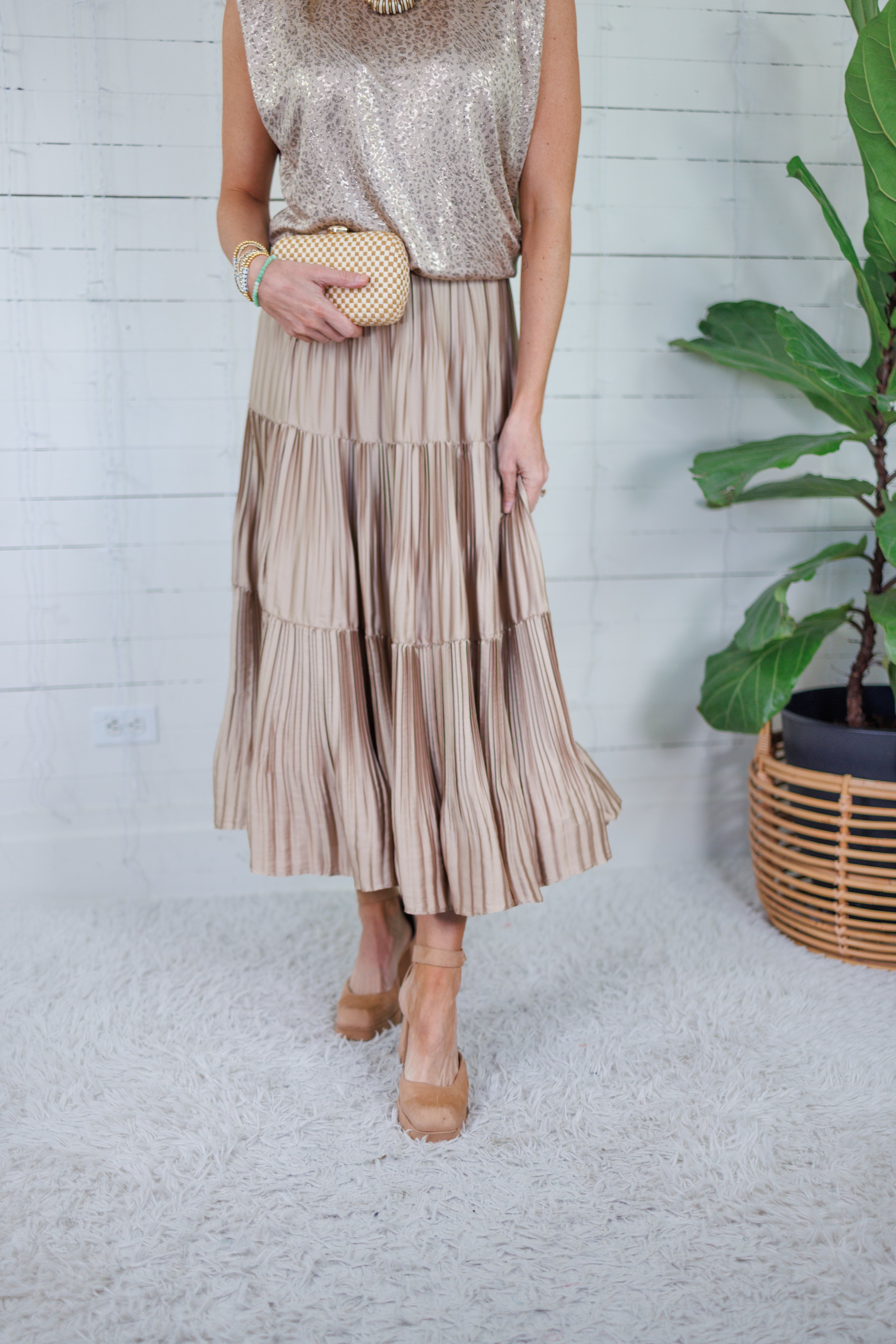 Sanders Iced Mocha Pleated Maxi Skirt Current Air