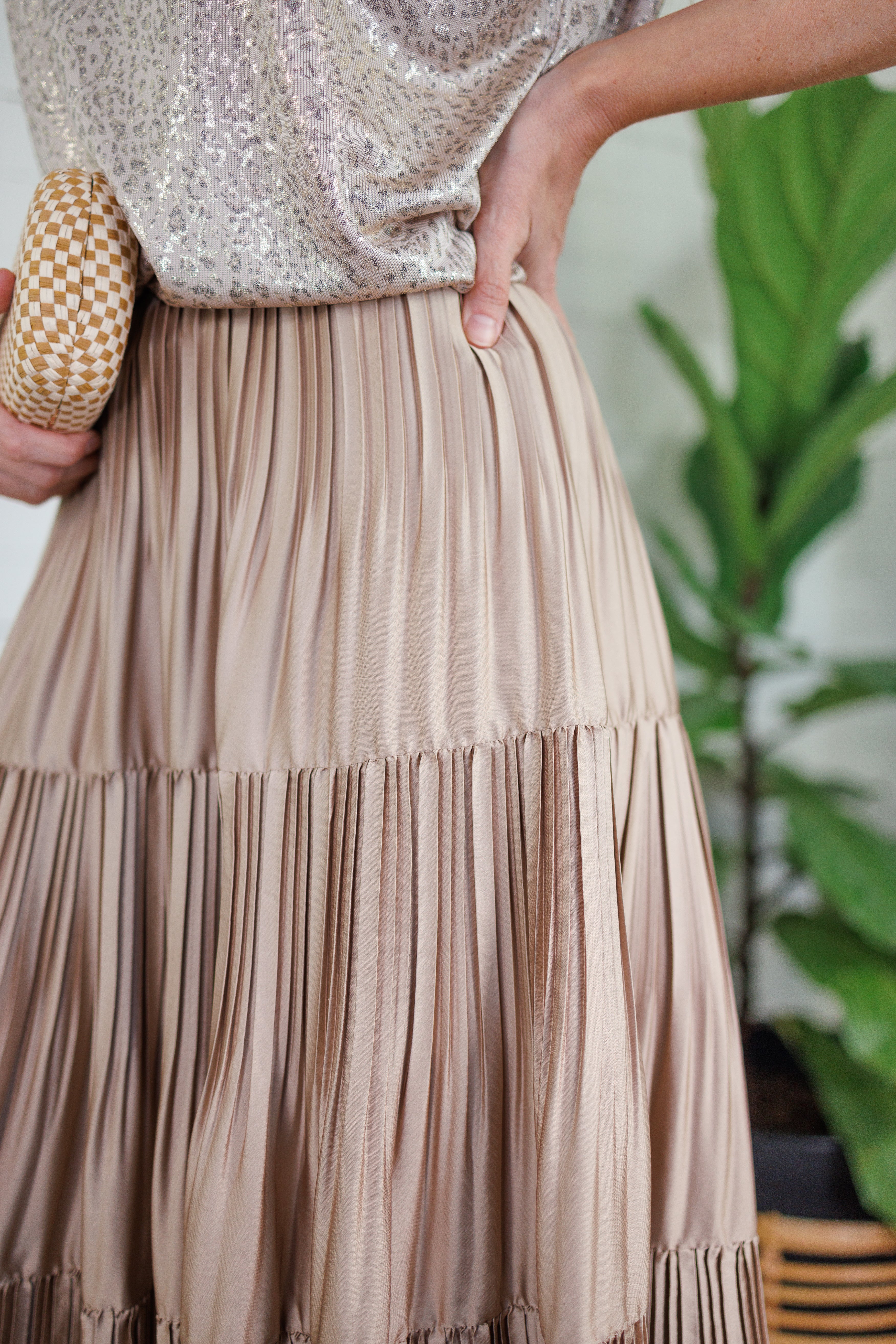 Sanders Iced Mocha Pleated Maxi Skirt Current Air
