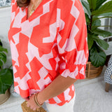 Sandra Pink Geometric Top THML