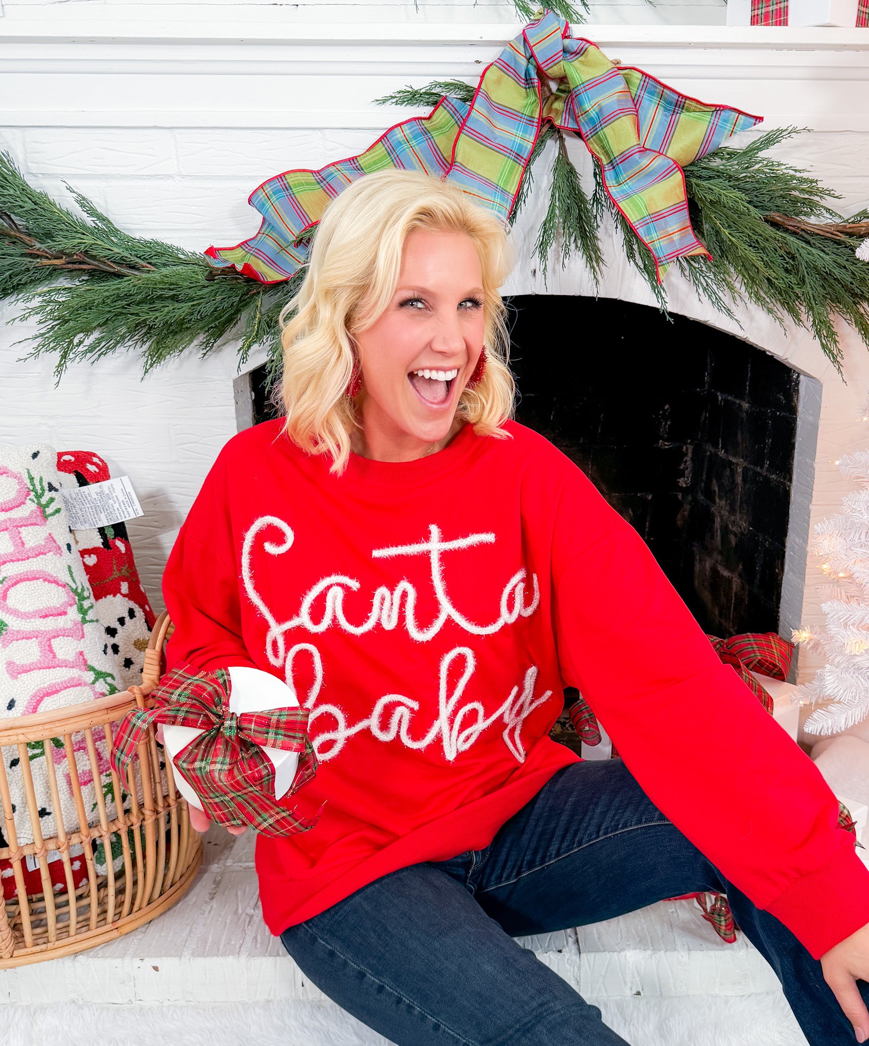 Santa Baby Tinsel Red Sweatshirt