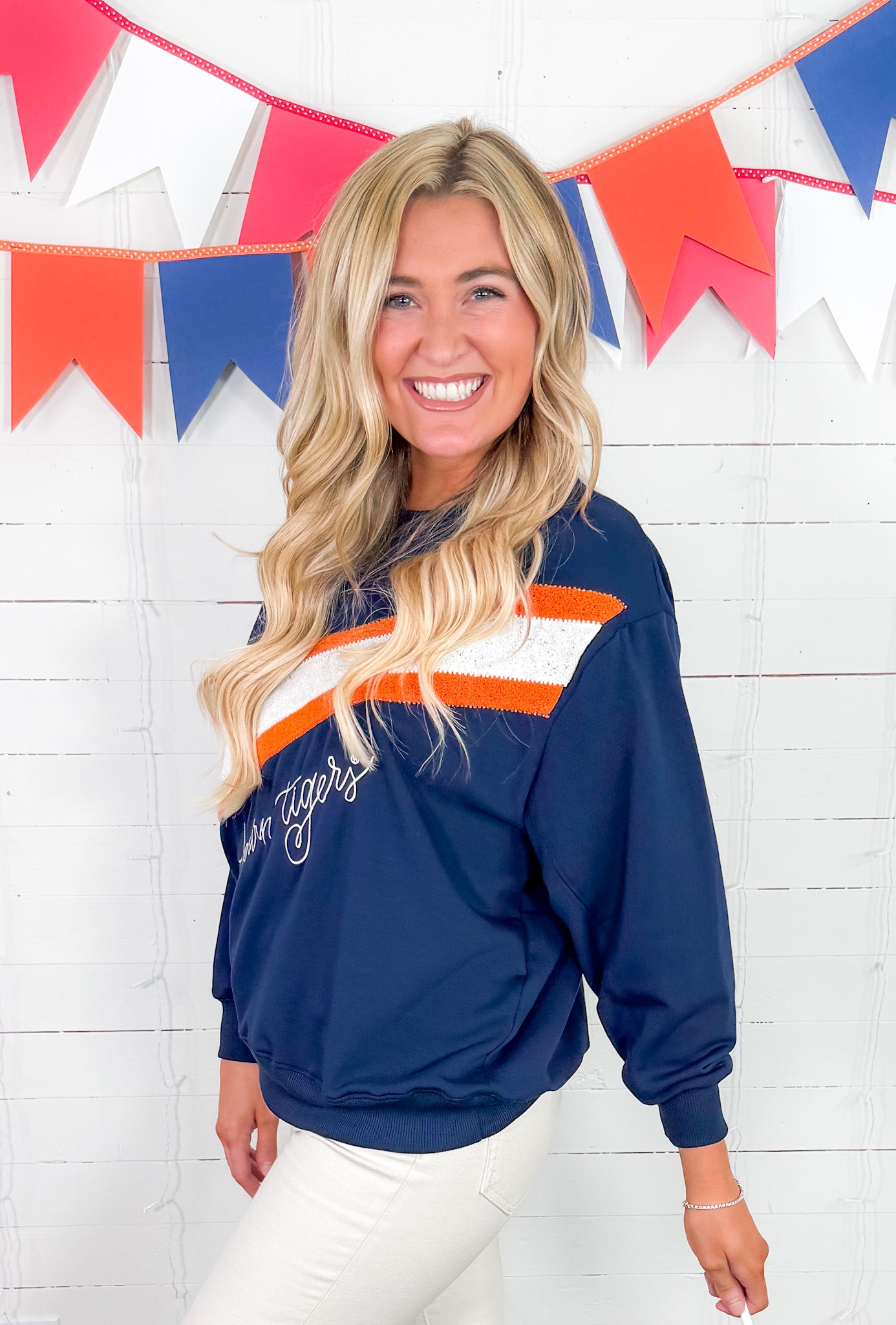 Sarah Auburn Tigers Navy Sweatshirt Mary Square