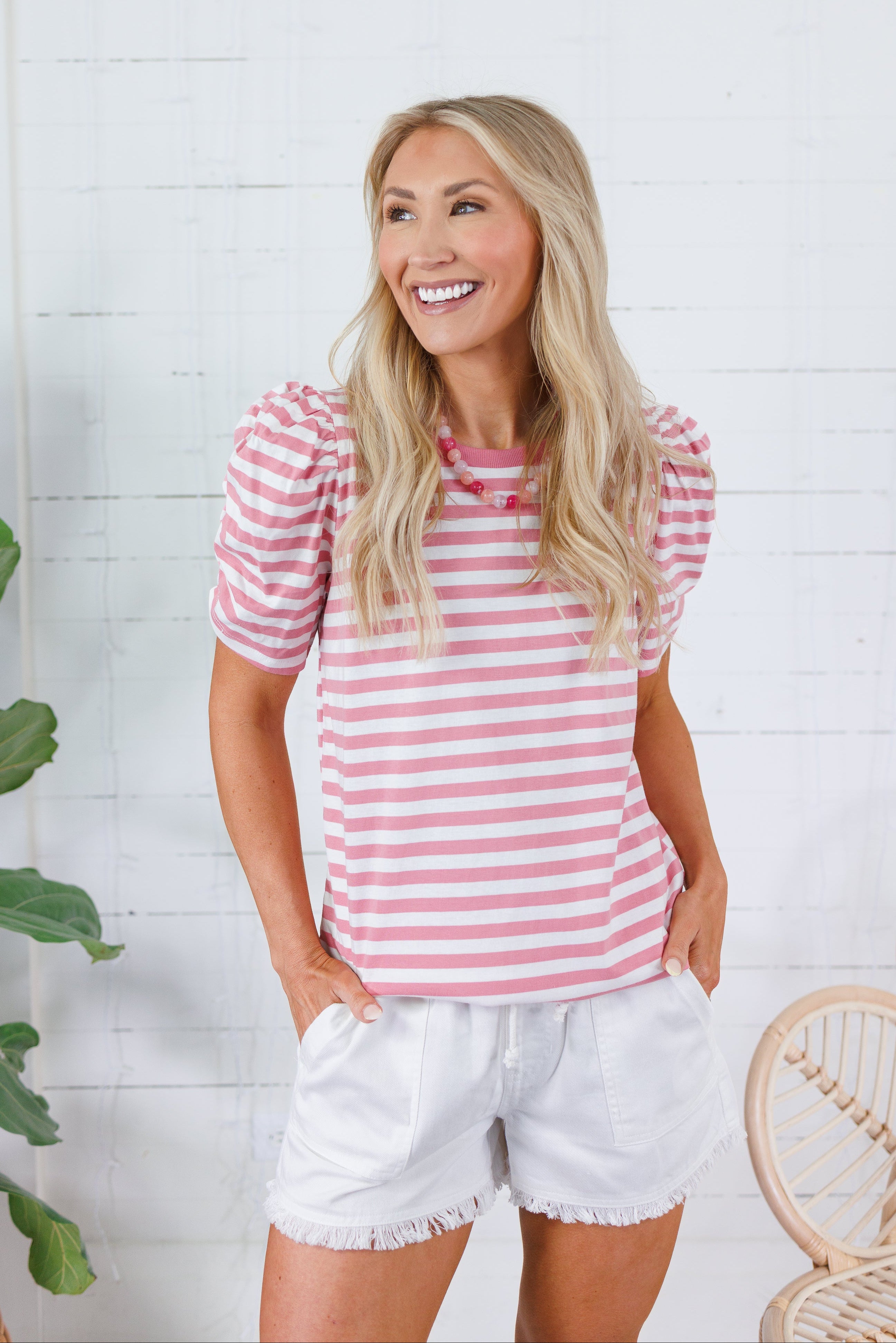 Sarah Pink Striped Tee Staccato