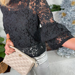 Sargent Black Lace Tiered Sleeve Top BOBI 