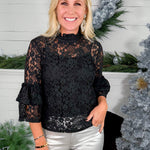Sargent Black Lace Tiered Sleeve Top BOBI 