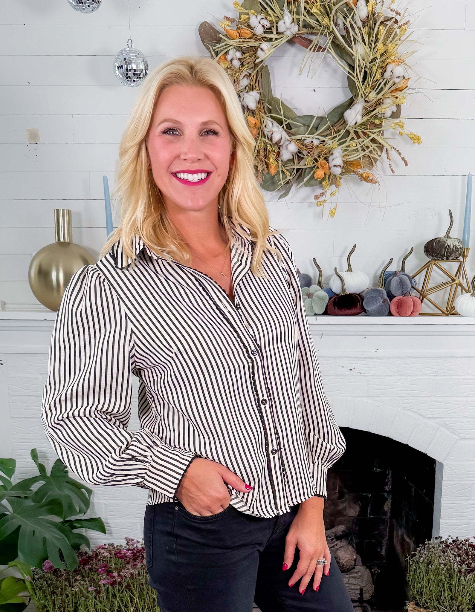 Sargent Ivory + Black Stripe Top
