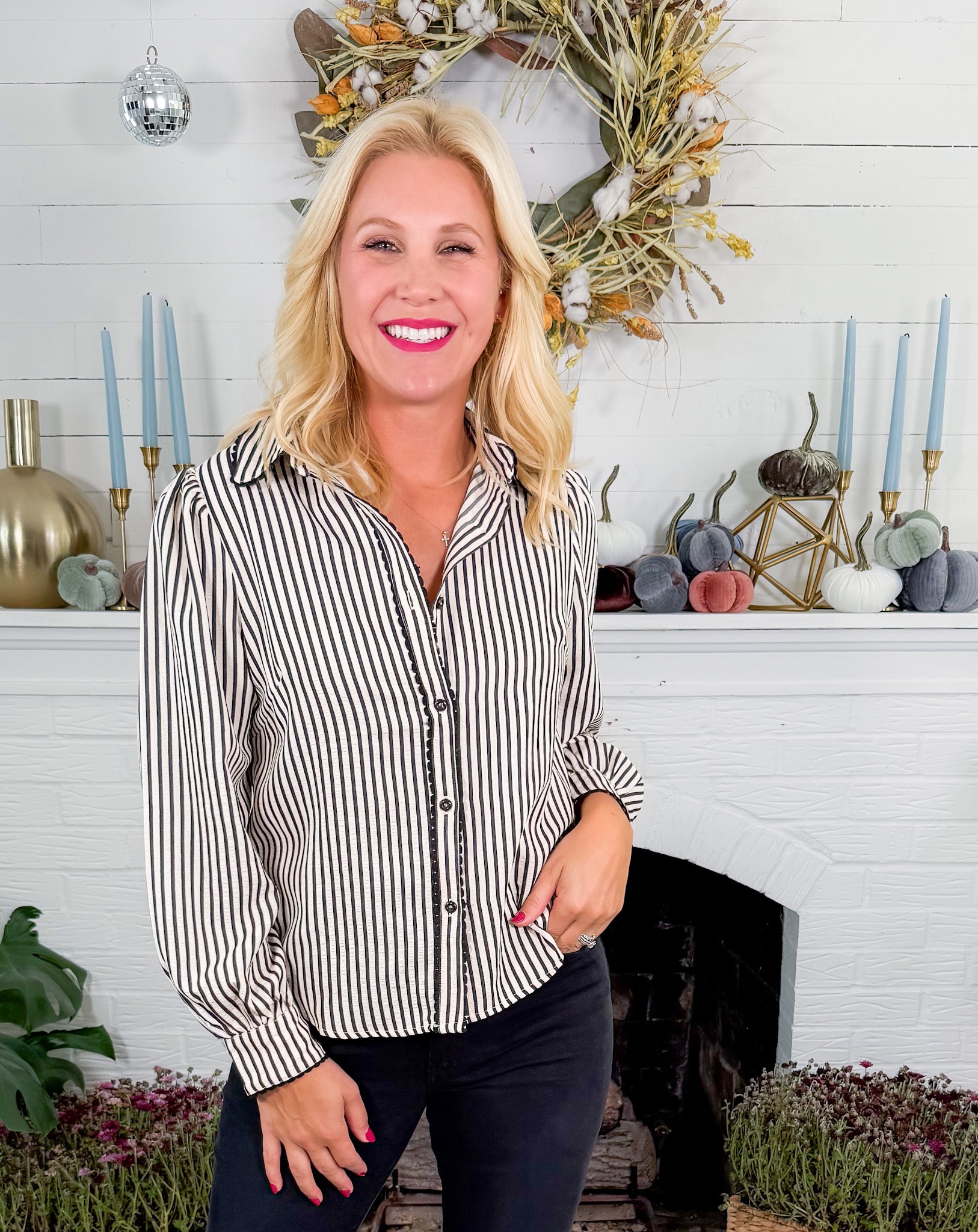 Sargent Ivory + Black Stripe Top
