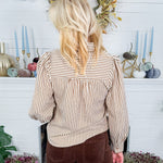 Sargent Ivory + Mocha Stripe Top