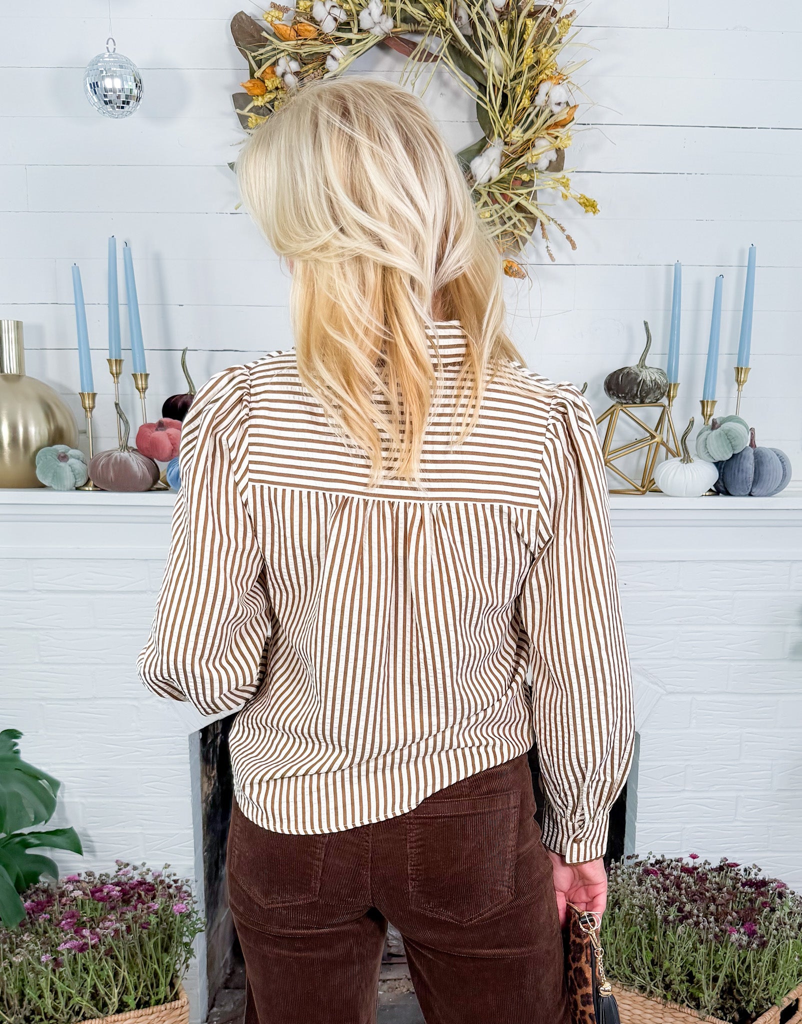 Sargent Ivory + Mocha Stripe Top