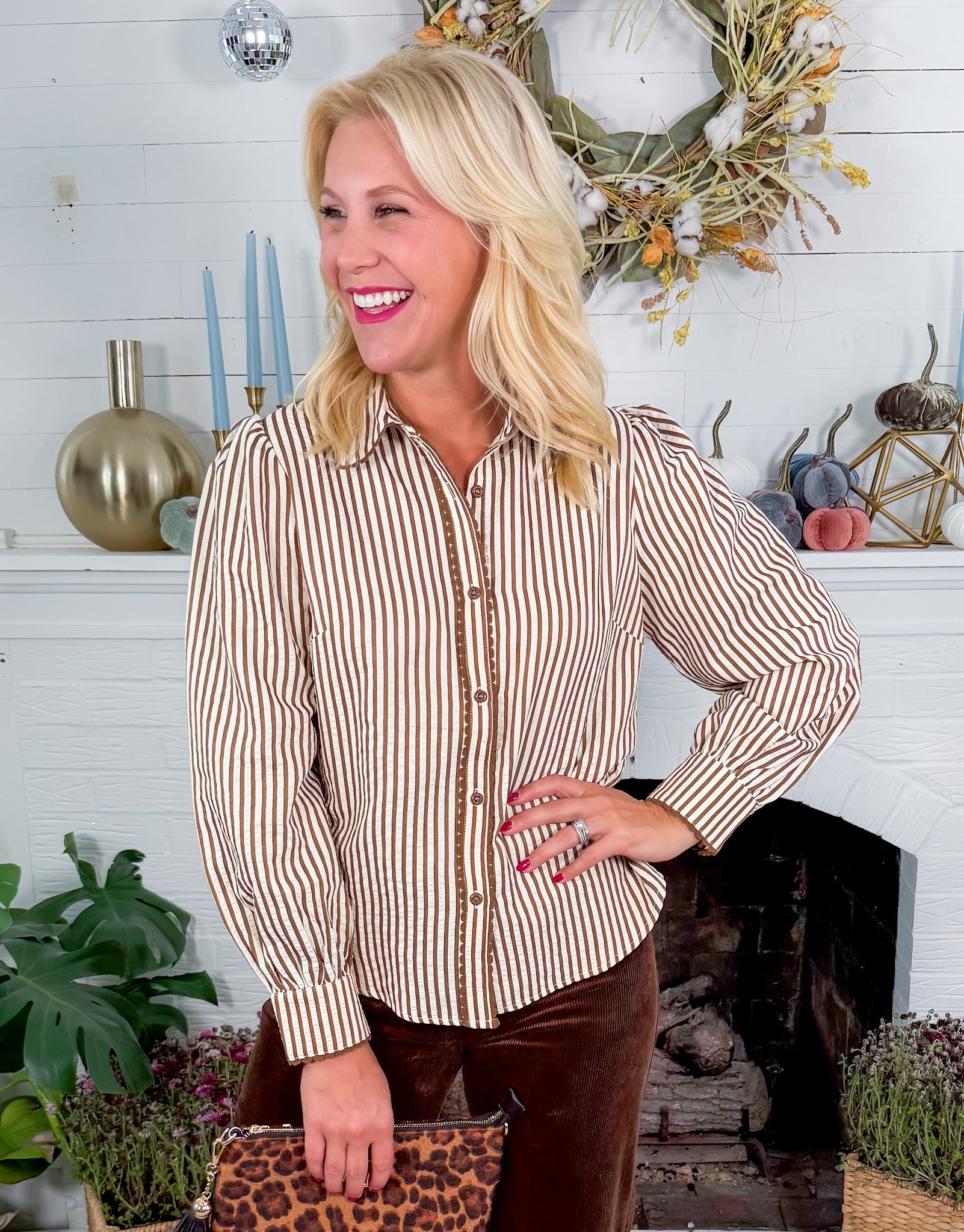 Sargent Ivory + Mocha Stripe Top