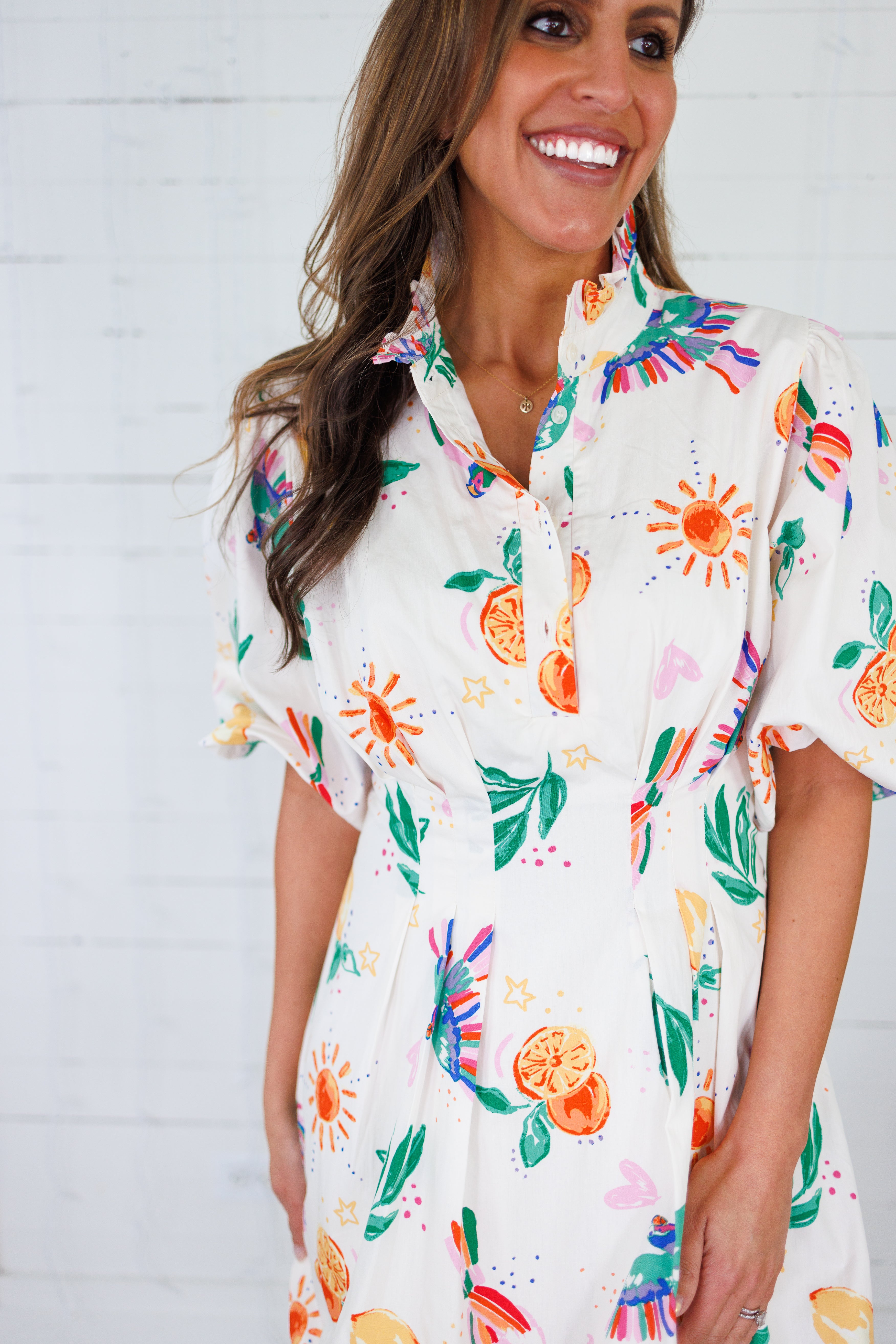 Sasha Toucan Fruit Bubble Hem Mini Dress Karlie