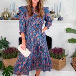 Sawyer Turquoise Etched Vine Maxi Dress Printfresh