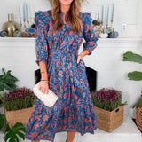 Sawyer Turquoise Etched Vine Maxi Dress Printfresh