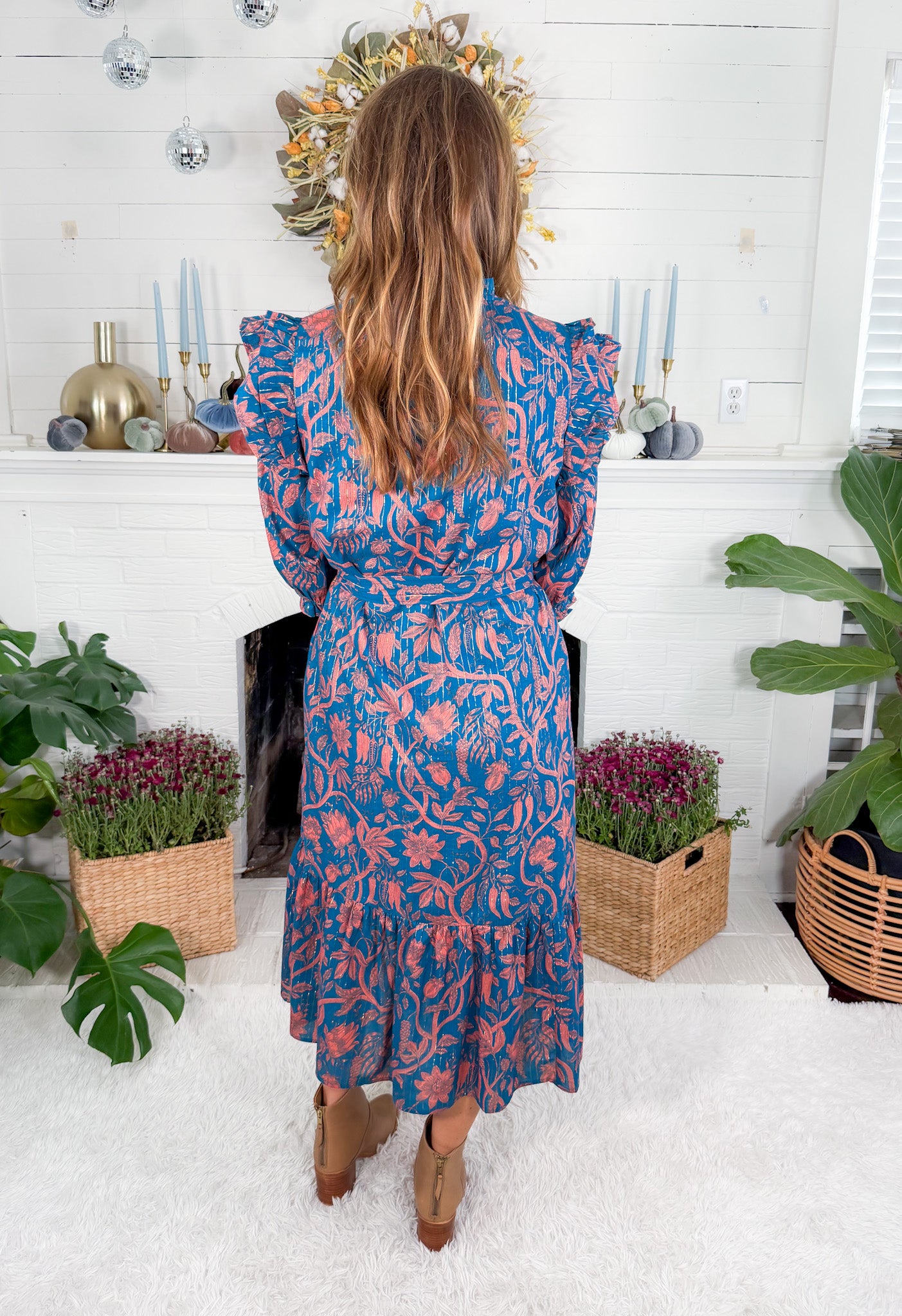 Sawyer Turquoise Etched Vine Maxi Dress Printfresh