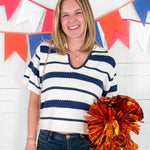 Saylor Navy + White Sweater THML