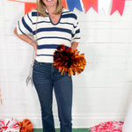 Saylor Navy + White Sweater THML