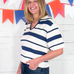 Saylor Navy + White Sweater THML
