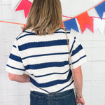 Saylor Navy + White Sweater THML