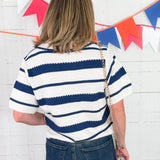 Saylor Navy + White Sweater THML