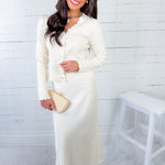 Scarlett Ivory Scallop + Pearl Bow Sweater 