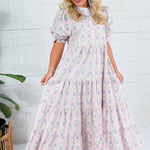 Scottie Blush French Floral Tiered Maxi Dress Karlie
