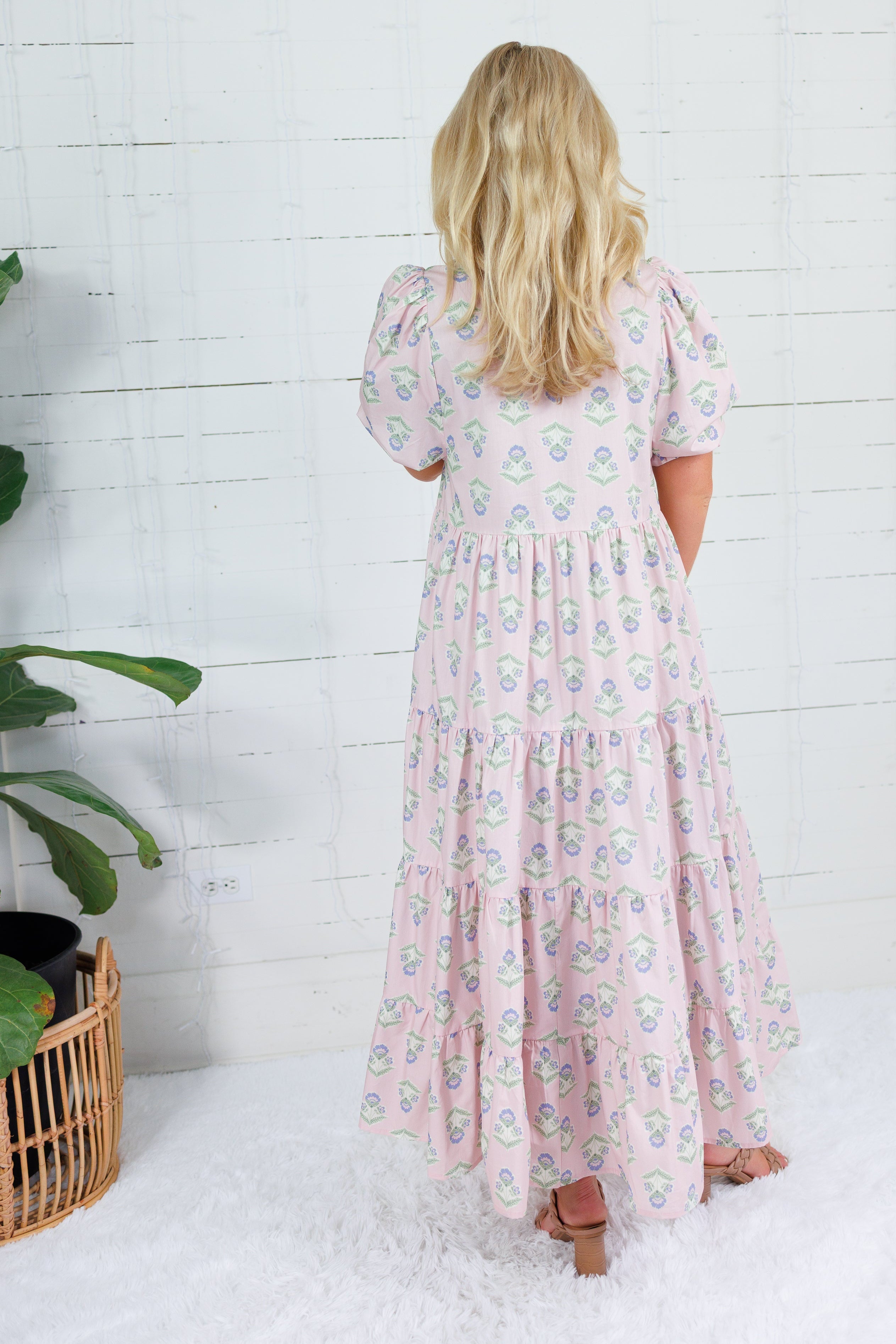Scottie Blush French Floral Tiered Maxi Dress Karlie