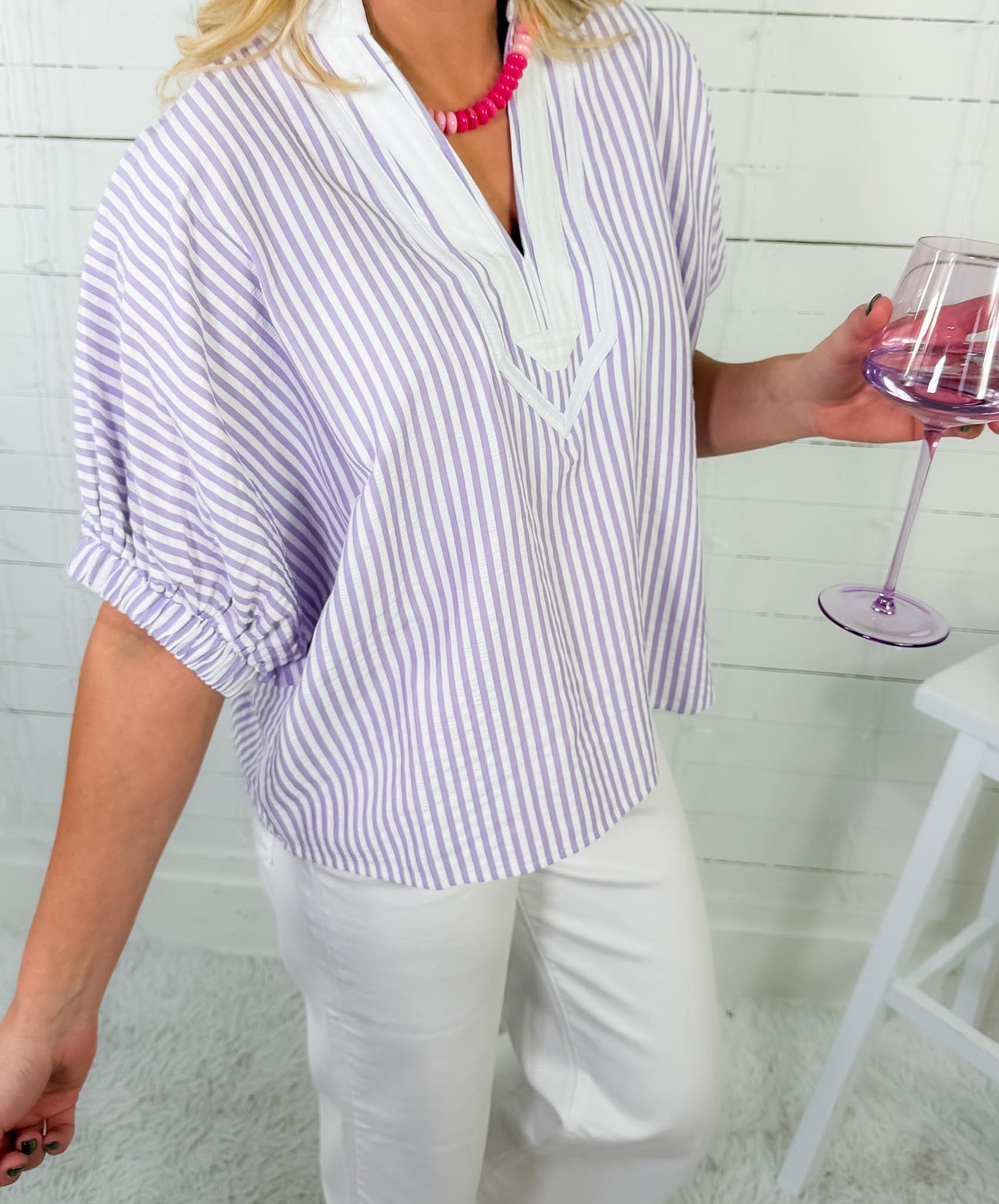 Scottie Lavender Seersucker Top Entro