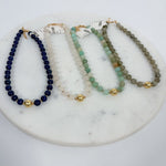 Semi Precious Stone + Gold Beaded Necklace