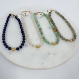Semi Precious Stone + Gold Beaded Necklace