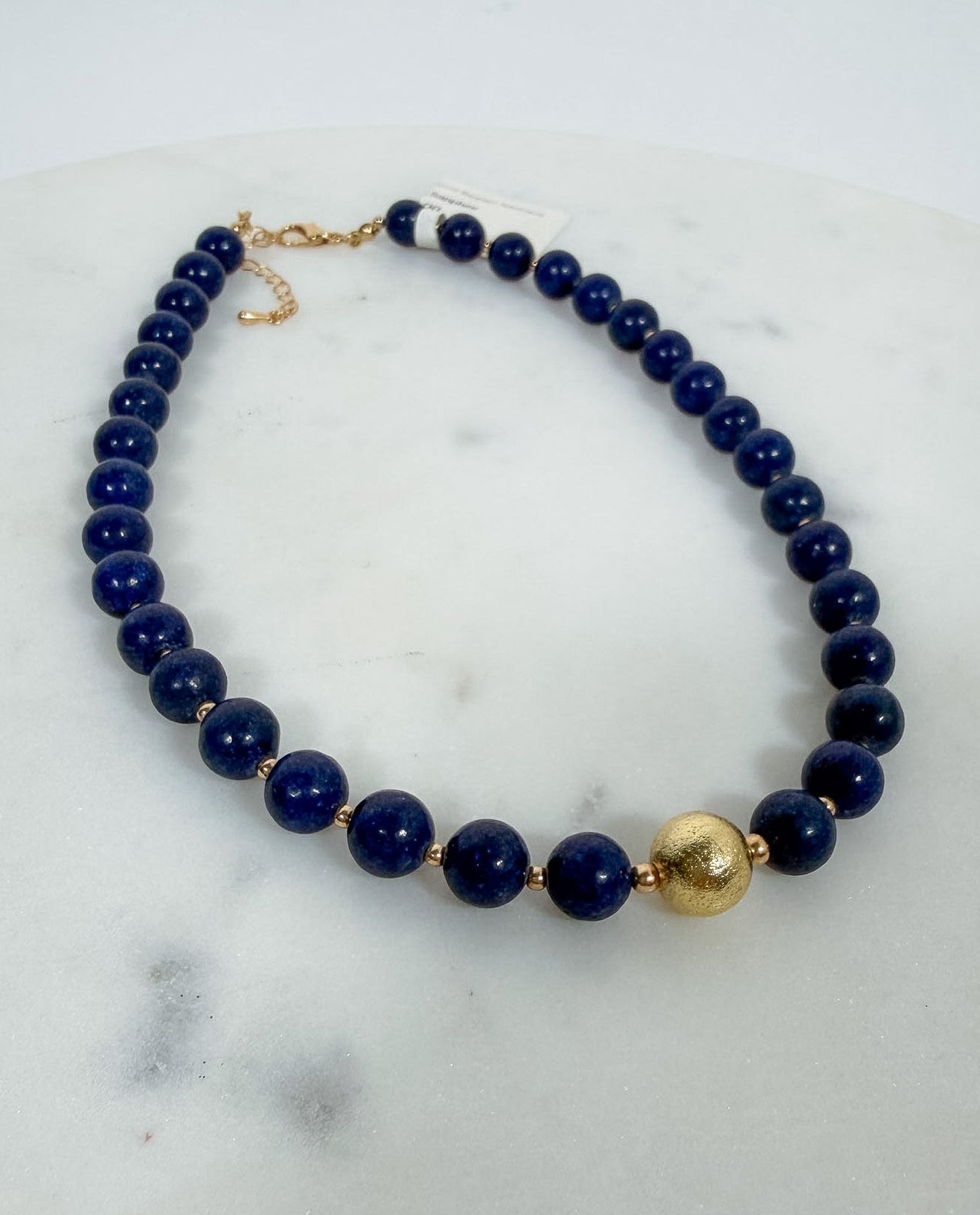 Semi Precious Stone + Gold Beaded Necklace