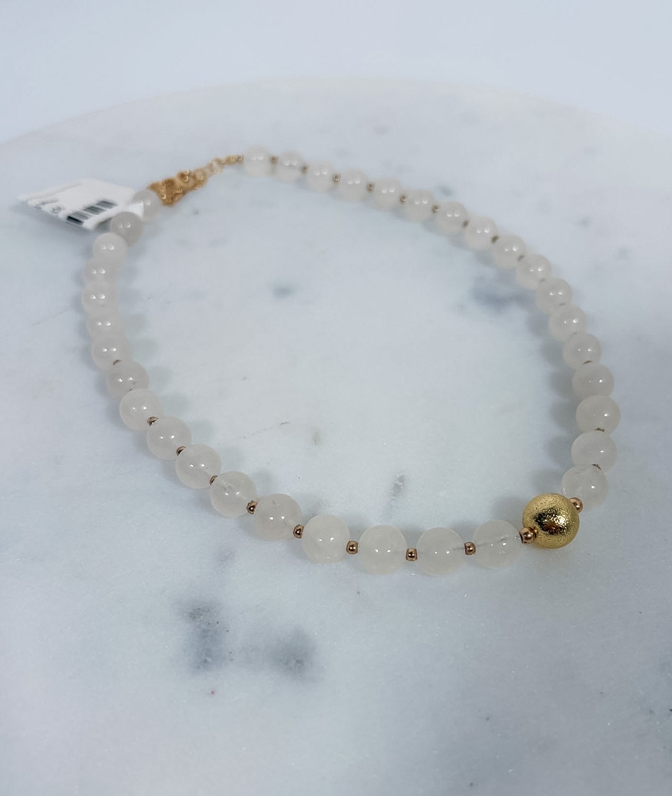 Semi Precious Stone + Gold Beaded Necklace