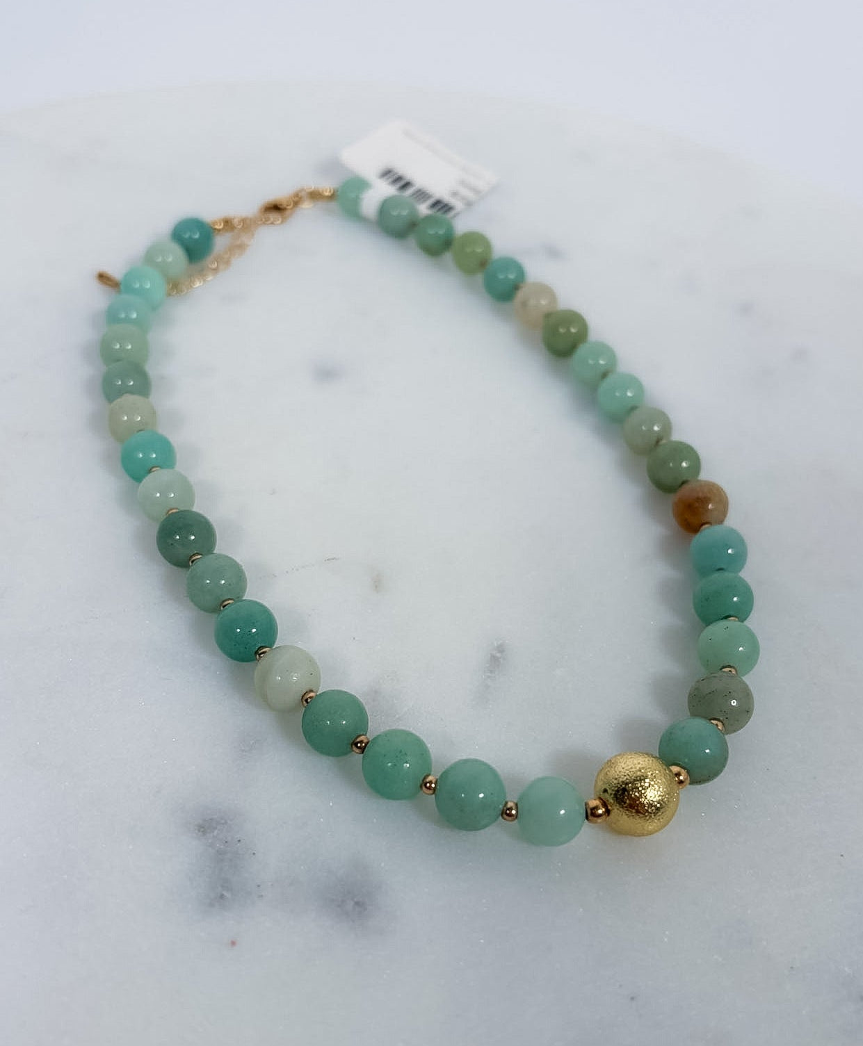 Semi Precious Stone + Gold Beaded Necklace