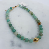 Semi Precious Stone + Gold Beaded Necklace