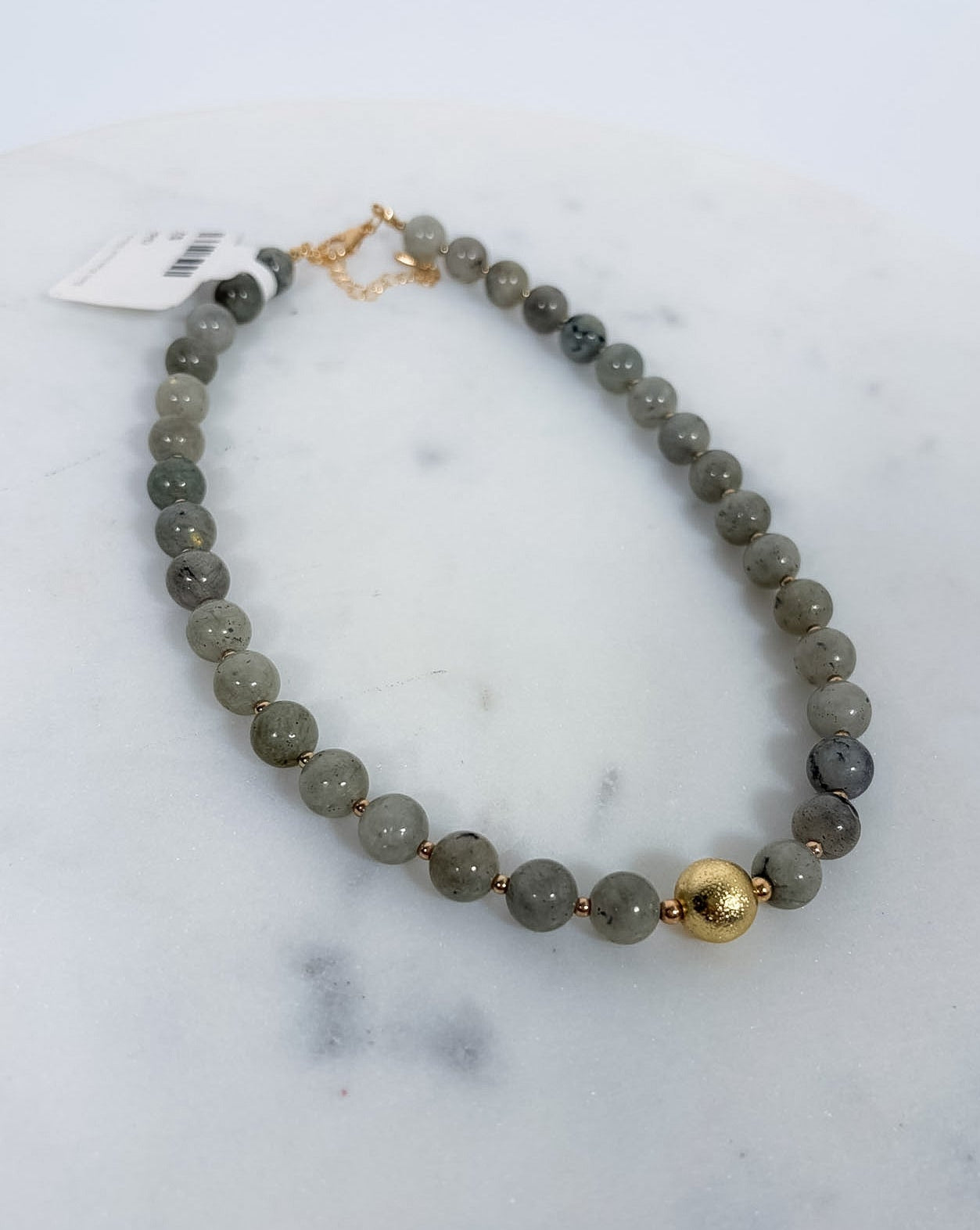 Semi Precious Stone + Gold Beaded Necklace