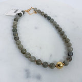 Semi Precious Stone + Gold Beaded Necklace