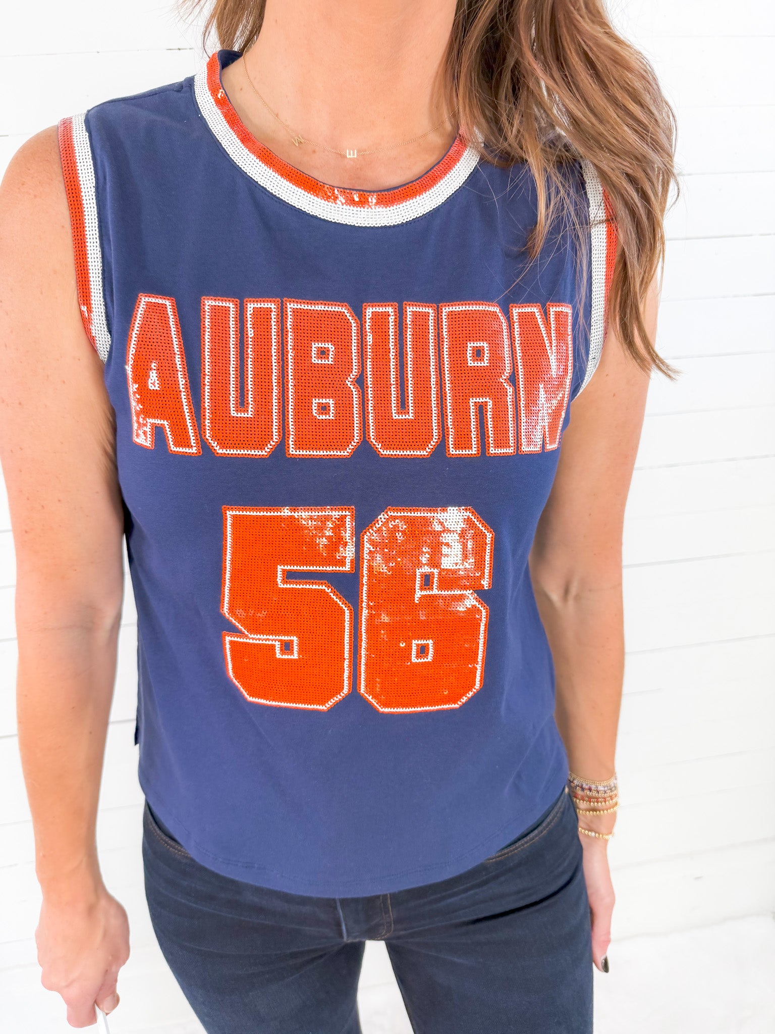 Sequin Auburn Tank Jersey Top Stewart Simmons