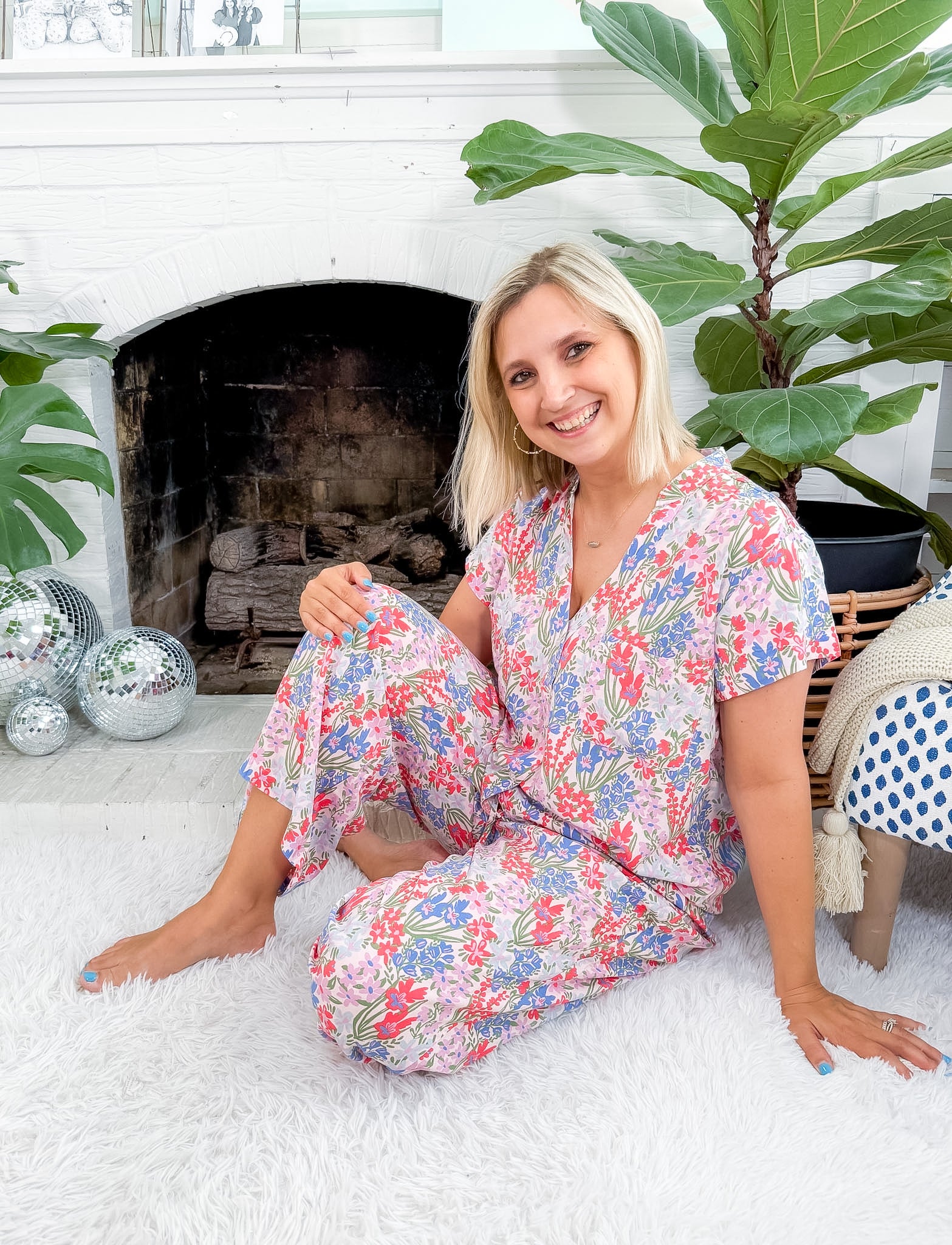 Serena Happy Blooms Crop Pant PJ Set Mary Square