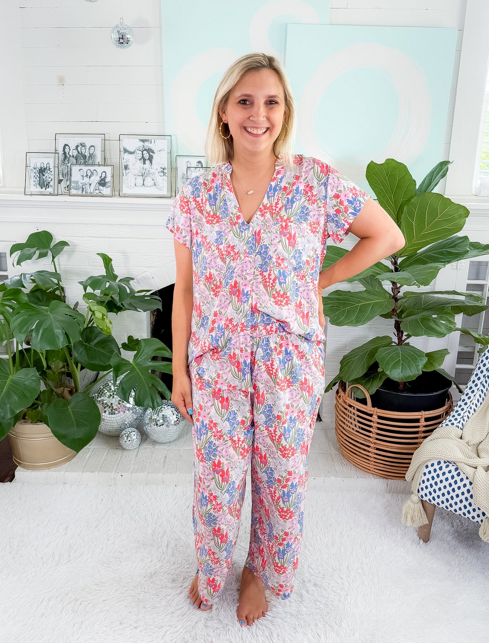 Serena Happy Blooms Crop Pant PJ Set Mary Square