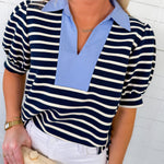 Set Sail Navy Stripe Top Jodifl