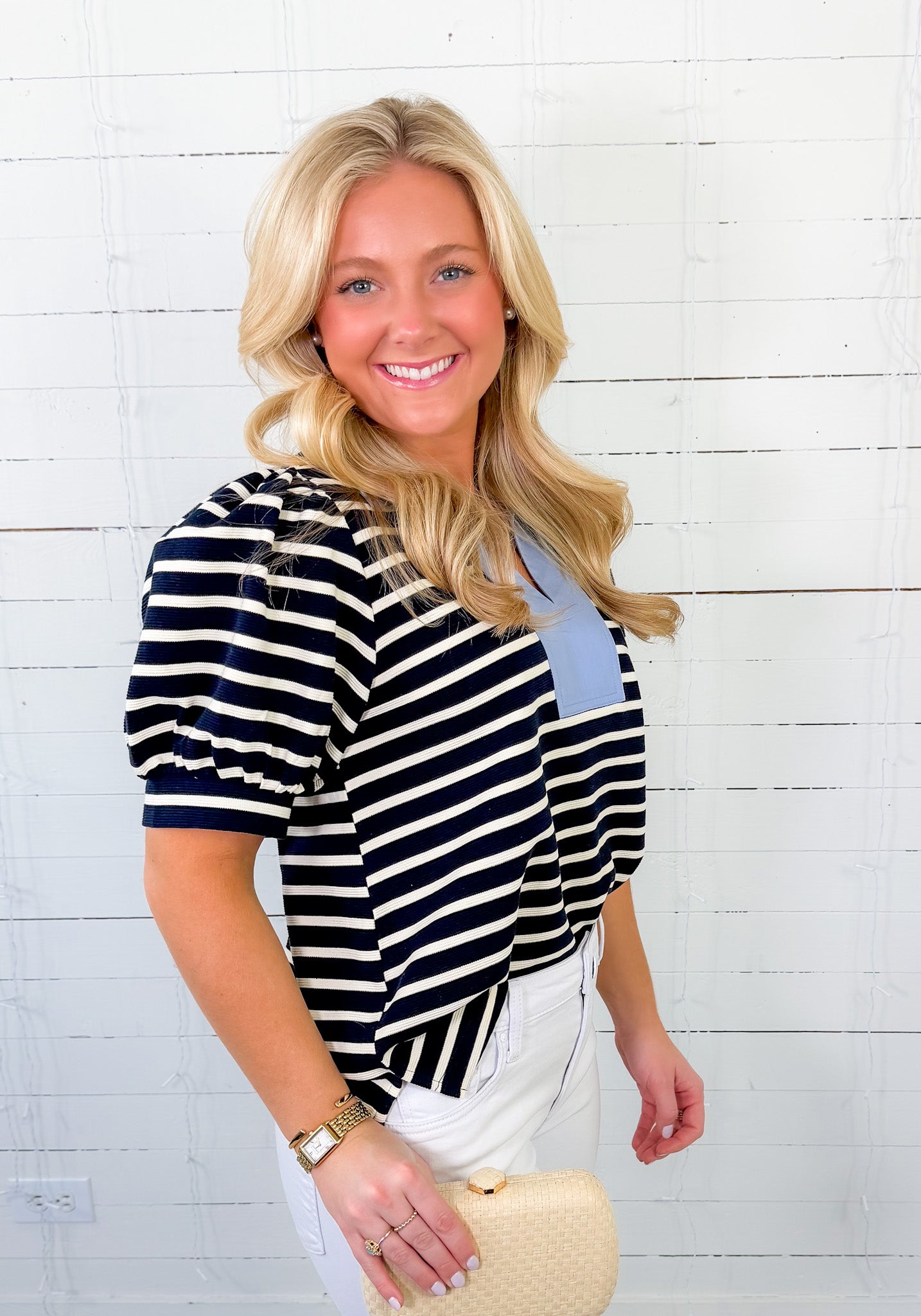 Set Sail Navy Stripe Top Jodifl