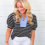 Set Sail Navy Stripe Top Jodifl