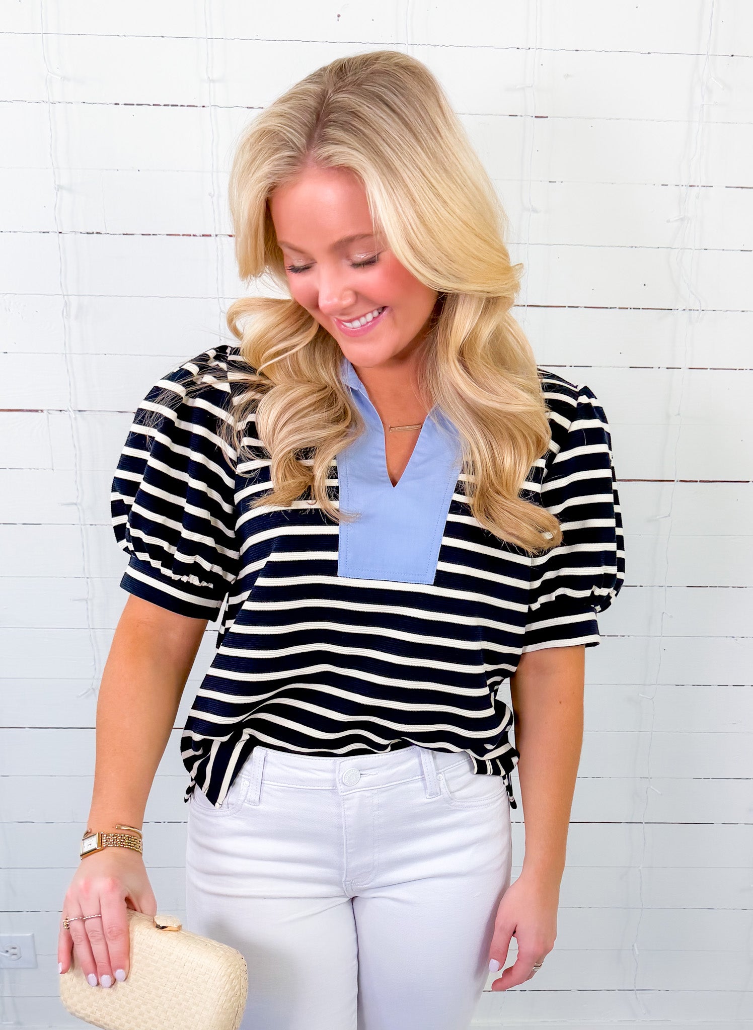 Set Sail Navy Stripe Top Jodifl